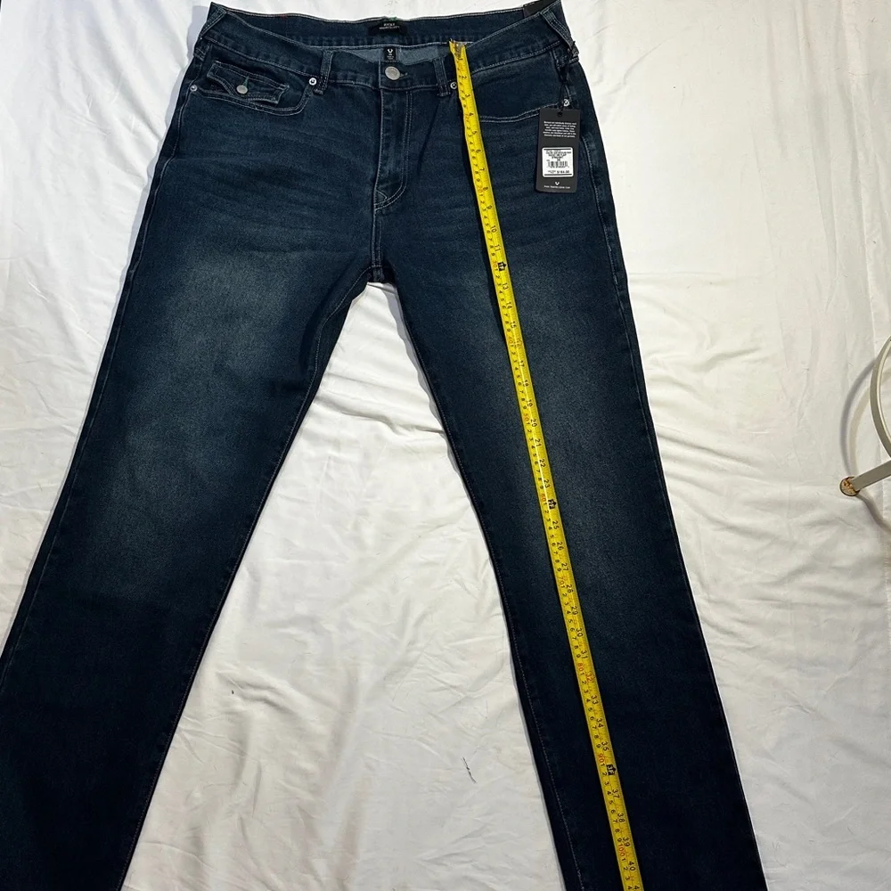 True Religion Ricky Straight Jeans Mens 36x34 Dark Wash Flap Pocket NWT